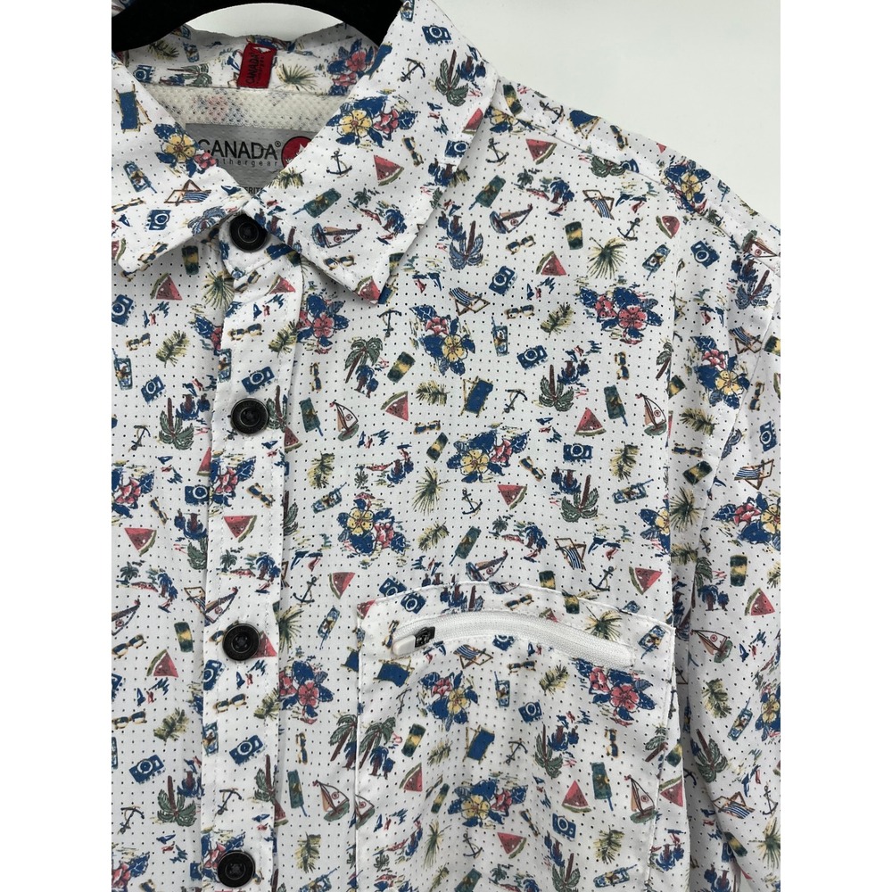 Canada Weathergear Mens‎ Short Sleeve Button Up Shirt vacation Beach large L